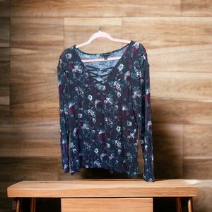 Rock republic floral blouse with cold shoulder